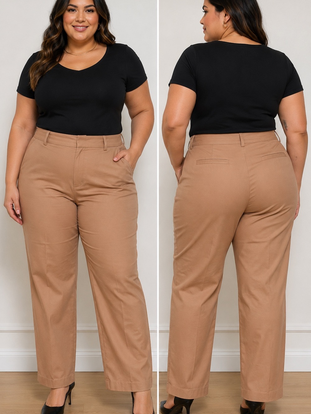 NWT charter club Tan cotton tummy slimming slim leg Dress Pants size 18W